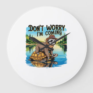 Sloth T-Shirt- Don't Worry I'm Coming ラージ壁時計