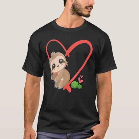 Sloth Valentine Heart Valentines Day Sloth Tシャツ (正面)