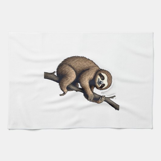 Sloth Vintage Engraving Graphic Tee (2) キッチンタオル (横)