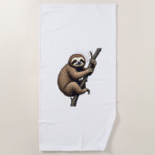 Sloth Vintage Engraving Graphic Tee (2) ビーチタオル (正面)