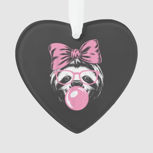 Sloth Wearing Glasses and Blowing Pink Bubble Gum  オーナメント (正面)