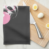 Sloth Wearing Glasses and Blowing Pink Bubble Gum  キッチンタオル (四つ折り)