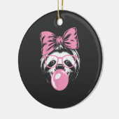 Sloth Wearing Glasses and Blowing Pink Bubble Gum  セラミックオーナメント (左)