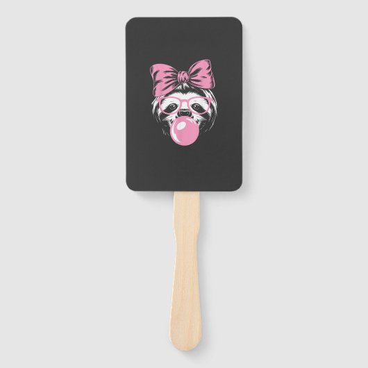 Sloth Wearing Glasses and Blowing Pink Bubble Gum  ハンドファン (正面)