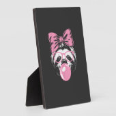 Sloth Wearing Glasses and Blowing Pink Bubble Gum  フォトプラーク (側面)