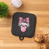 Sloth Wearing Glasses and Blowing Pink Bubble Gum  鍋敷き (トップダウン)