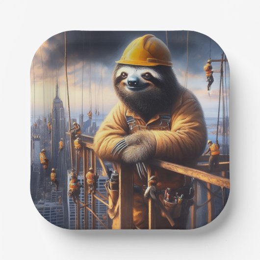 Sloth Working the High Steel ペーパープレート (正面)