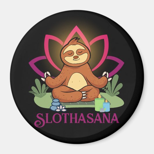 "Slothasana"ヨガ瞑想を行うスロース マグネット (正面)