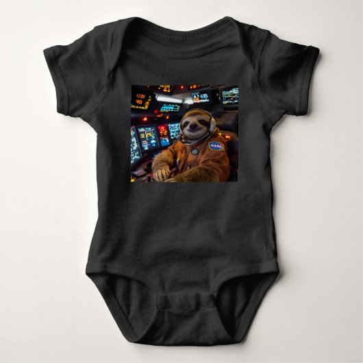 SlothCommander in宇宙ボディスーツ ベビーボディスーツ (正面)
