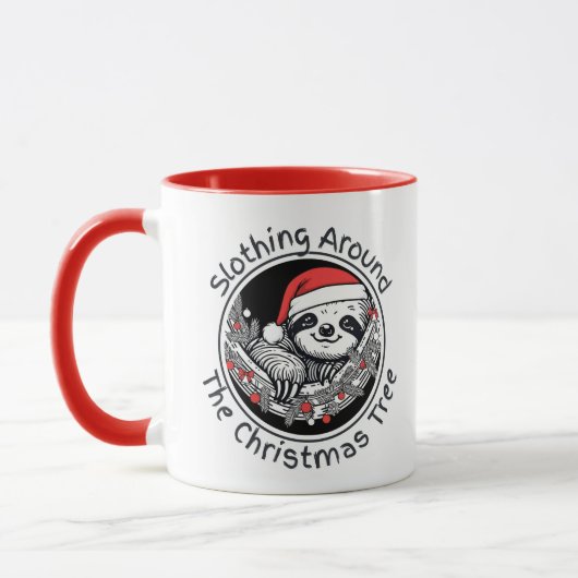 Slothing Around the Christmas Tree Mug マグカップ (左)
