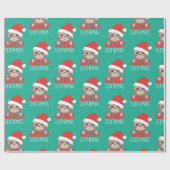 Slothmasのメリーな怠惰のかわいいクリスマスのクリスマスの包むこと ラッピングペーパー (フラット)