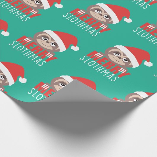 Slothmasのメリーな怠惰のかわいいクリスマスのクリスマスの包むこと ラッピングペーパー (角)