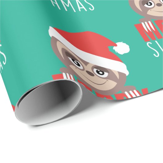 Slothmasのメリーな怠惰のかわいいクリスマスのクリスマスの包むこと ラッピングペーパー (ロールコーナー)
