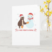 Slothmasの非常にメリーな雪だるまの雪片 カード (黄色い花)