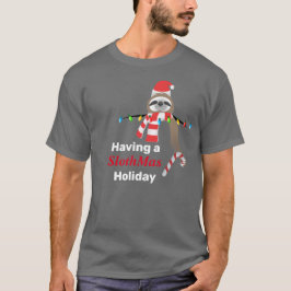 SlothMasホリデークリスマスライトを持つ Tシャツ