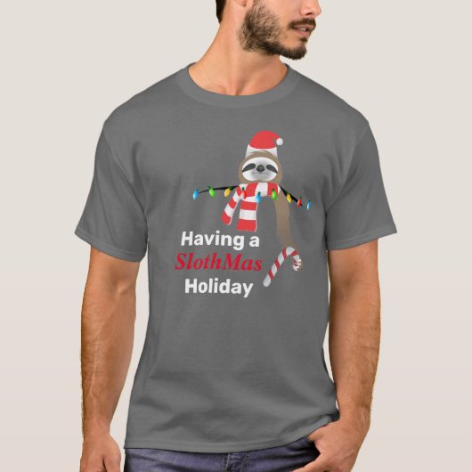 SlothMasホリデークリスマスライトを持つ Tシャツ (正面)