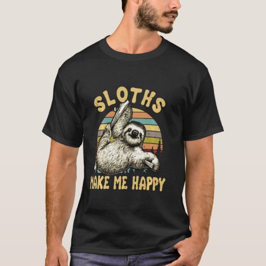 Sloths Make Me Happy Sloths So Cute Long Sleeve Tシャツ (正面)