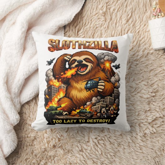 Slothzilla Too Lazy to Destroy,Funny Kaiju Monster クッション (ブランケット)