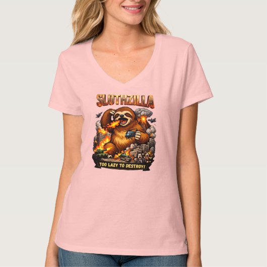 Slothzilla Too Lazy to Destroy,Funny Kaiju Monster Tシャツ (正面)