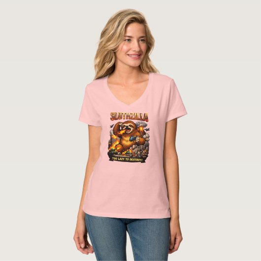 Slothzilla Too Lazy to Destroy,Funny Kaiju Monster Tシャツ (正面フル)