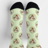 Slough's絵を描ゴールデンサンドかわいいオリジナルドッグアート ソックス (上部)