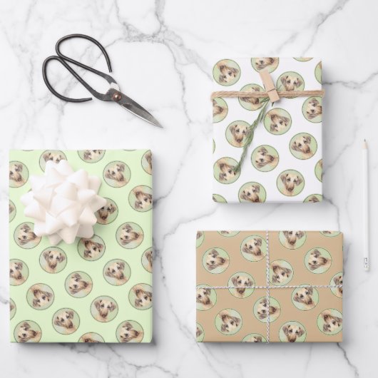 Slough's絵を描ゴールデンサンドかわいいオリジナルドッグアート ラッピングペーパーシート (正面)