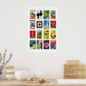 Slovak Matchbox Label Grid Print, Vintage Ephemera ポスター (キッチン)