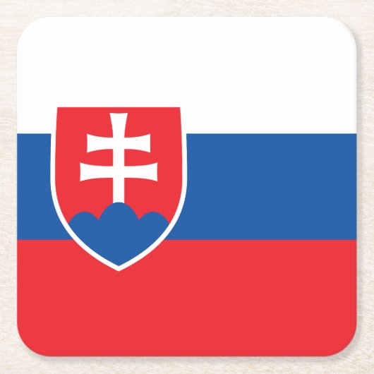 Slovakia Flag スクエアペーパーコースター (正面)