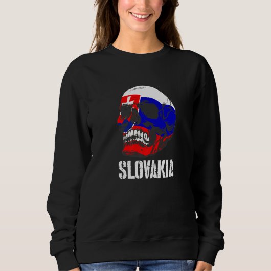 Slovakia Flag Skull Slovak Pride Patriotic 1 スウェットシャツ (正面)