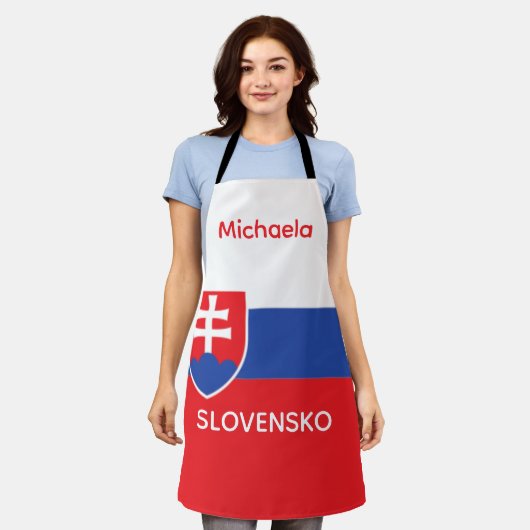 Slovakia Slovakian Flag Emblem Europe エプロン (着用した状態)