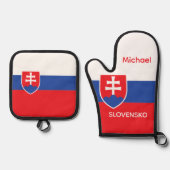 Slovakia Slovakian Flag Emblem Europe 鍋つかみ&鍋敷きセット (正面)