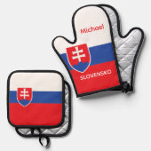Slovakia Slovakian Flag Emblem Europe 鍋つかみ&鍋敷きセット (正面/裏面)