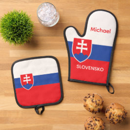 Slovakia Slovakian Flag Emblem Europe 鍋つかみ&鍋敷きセット