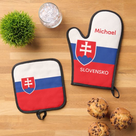 Slovakia Slovakian Flag Emblem Europe 鍋つかみ&鍋敷きセット (トップダウン)