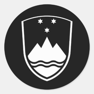 Slovenia coat of arms, simple, black and white ラウンドシール