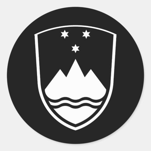 Slovenia coat of arms, simple, black and white ラウンドシール (正面)