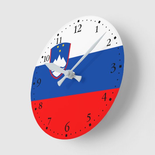 Slovenia Flag ラウンド壁時計 (傾斜)