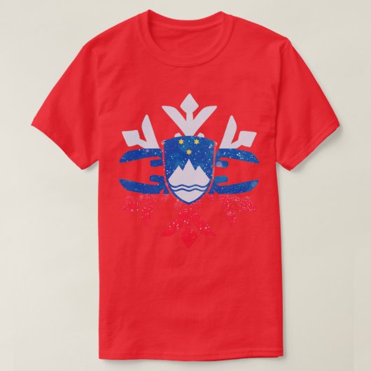Slovenia Flag Winter Snowflake Design Tシャツ (デザイン正面)