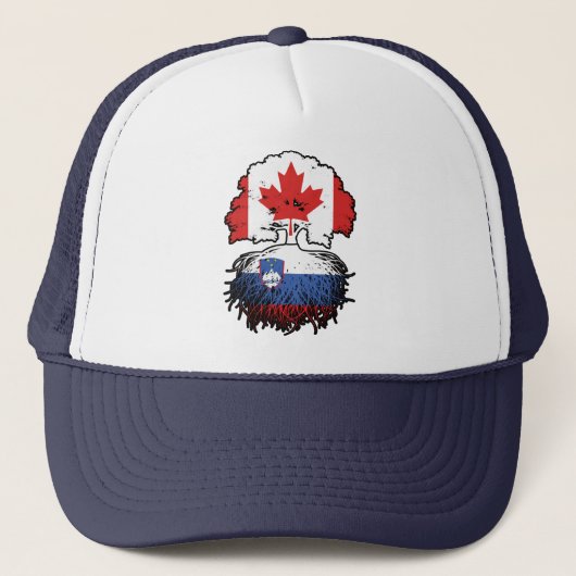 Slovenia Slovenian Canadian Canada Tree Roots Flag キャップ (正面)