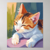 Slow Blinks | キャット キテン 水彩 ペット絵画 ポスター (正面)