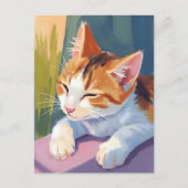 Slow Blinks | キャット キテン 水彩 ペット絵画 ポストカード (正面)