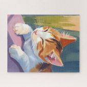 Slow Blinks | 猫 キティ 水彩ペット絵画 ジグソーパズル (横)
