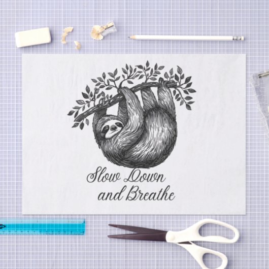Slow Down and Breathe – Cute Sloth Mindfulness Des 薄葉紙 (クラフト)