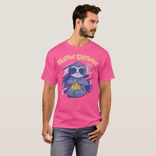 Slow Down Funny Sloth Knitting Lover Tシャツ (正面フル)