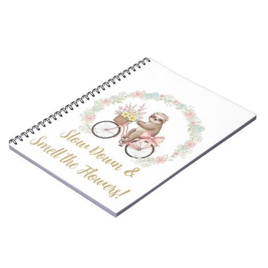 Slow Down & Smell the Flowers Sloth Notebook ノートブック (左側)