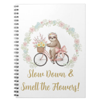 Slow Down & Smell the Flowers Sloth Notebook ノートブック