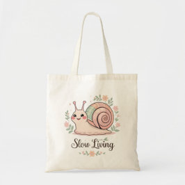 Slow Living | パステル・カタツムリ+フラワーボーダー トートバッグ
