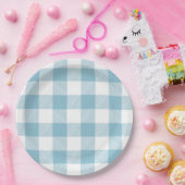 Slow-Living Ice Blue Check ペーパープレート (パーティー)