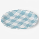 Slow-Living Ice Blue Check ペーパープレート (アングル)