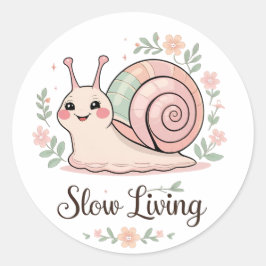 Slow Living | Pastel Snail Floral  ラウンドシール
